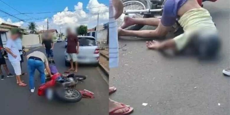Motociclista é socorrido em estado grave após acidente