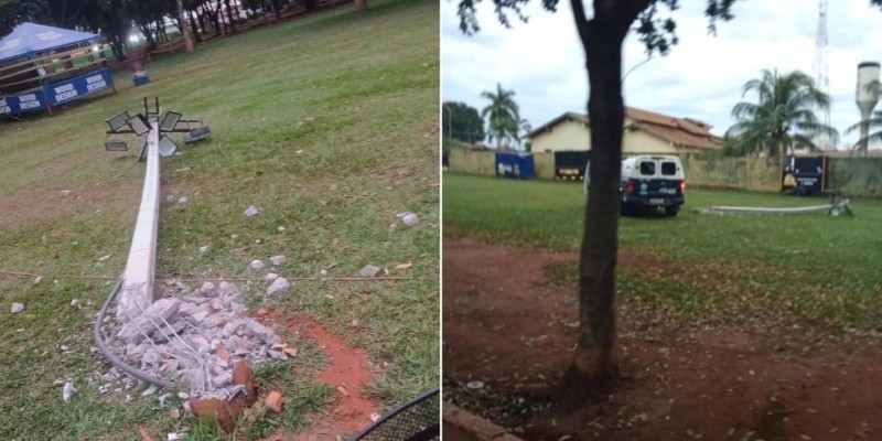 ANGÉLICA: Viatura da PM colide com poste durante perseguição