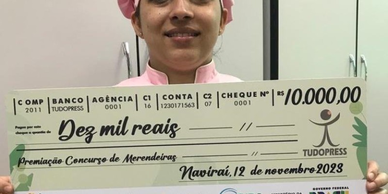 ANGÉLICA: Cozinheira da Escola Filinto Muller conquista 1º Lugar em Concurso de Merendeiras e recebe R$ 10 mil reais.