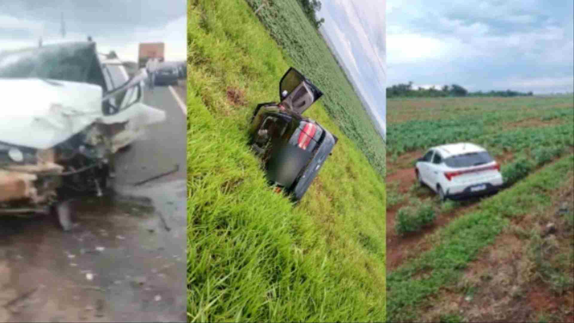 Batida entre quatro carros deixa um morto e outros presos às ferragens em Maracaju