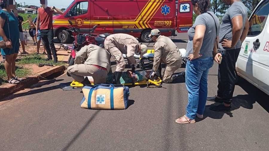 NOVA ANDRADINA: Criança fica ferida e é socorrida por bombeiros após acidente com motociclista