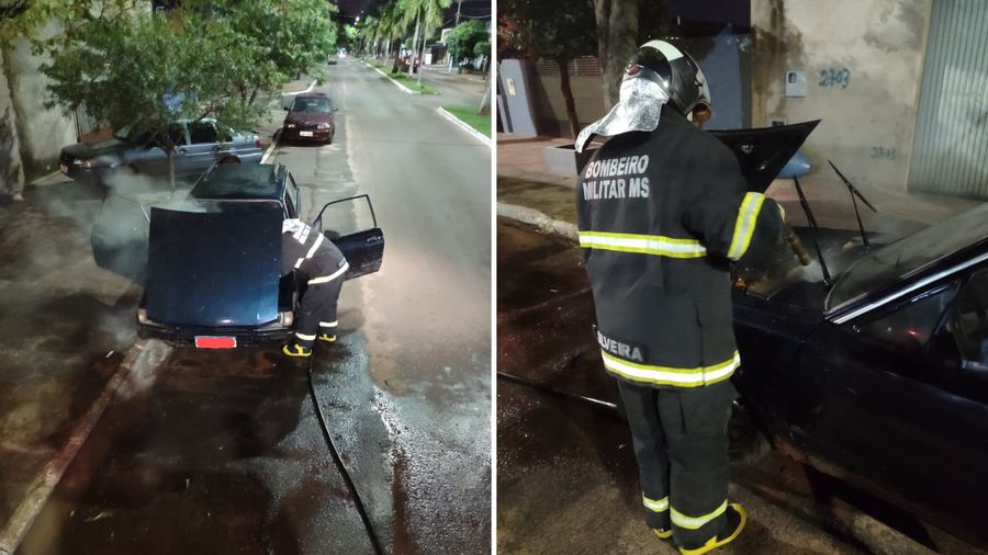 Ivinhema - Corpo de Bombeiros Militar é acionado para conter princípio de incêndio em veículo