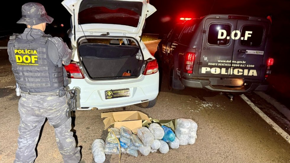 IVINHEMA: Homem e mulher são presos pelo DOF com drogas em táxi