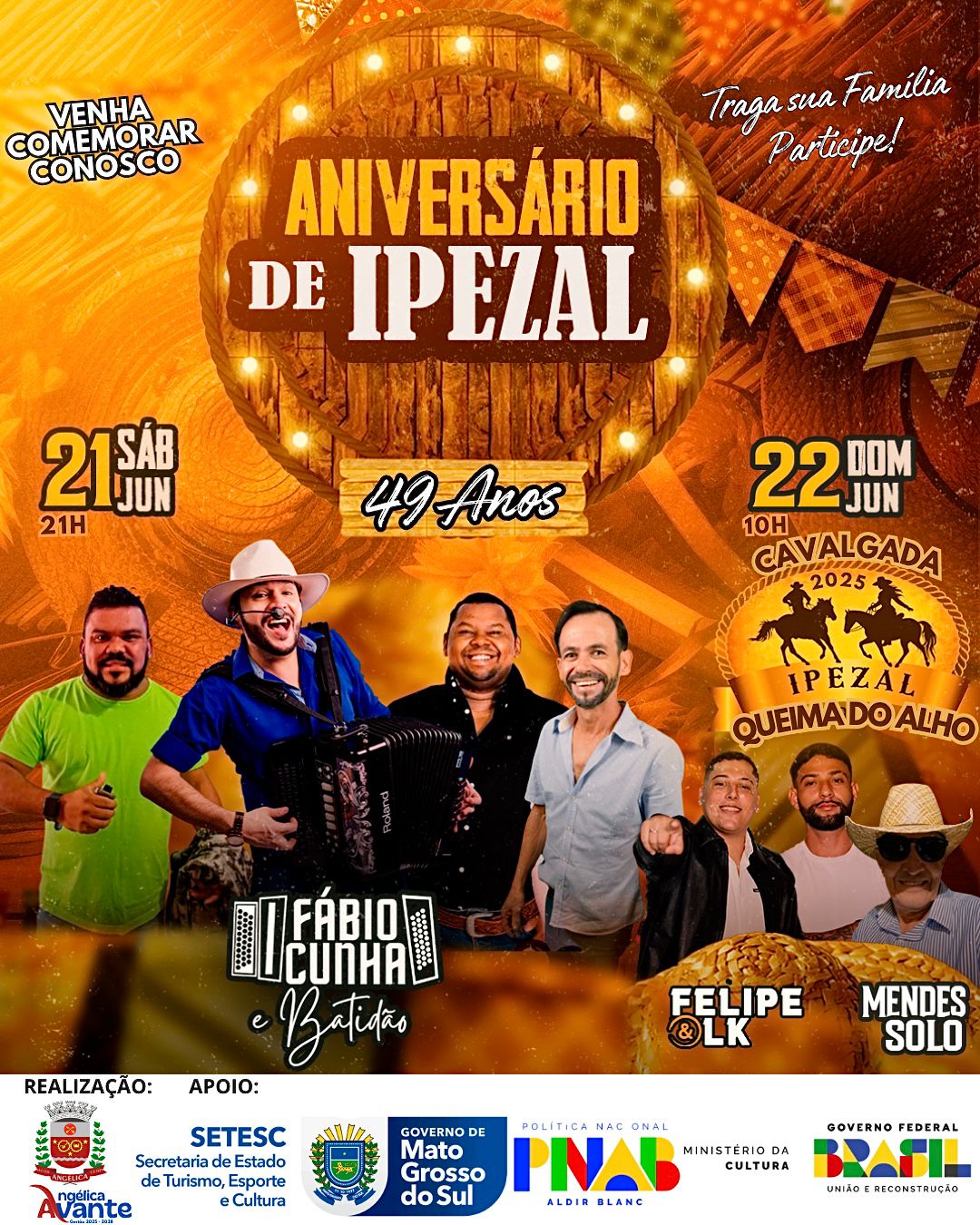 Angélica: Distrito Ipezal completará 49 anos com Shows, Cavalgada e Queima do Alho