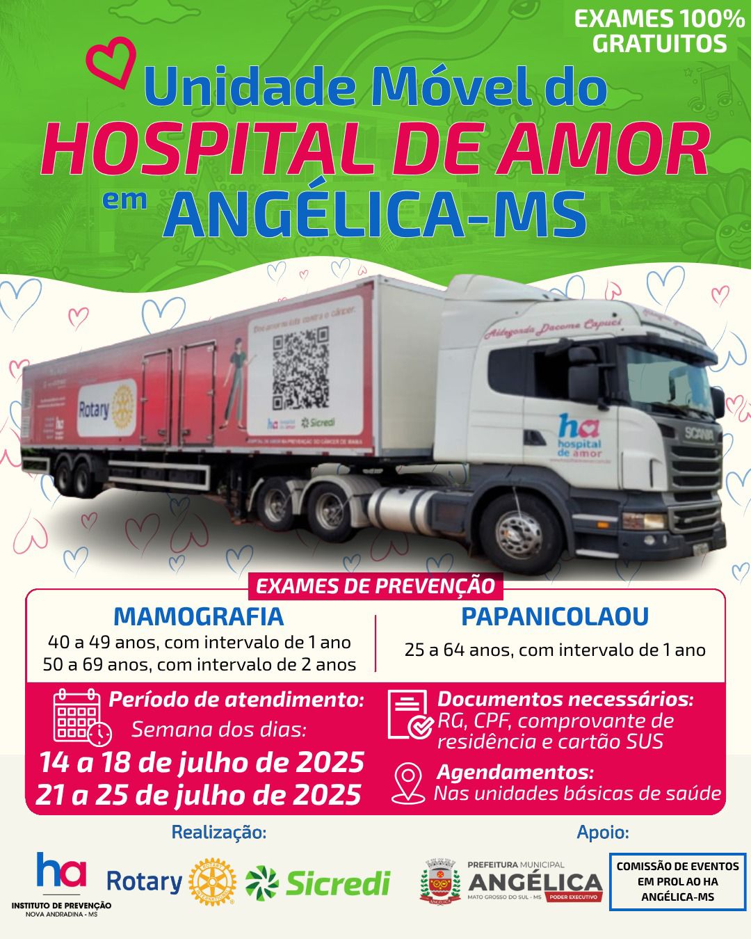 Hospital de Amor estará em Angélica com exames gratuitos de prevenção – Agende já o seu!