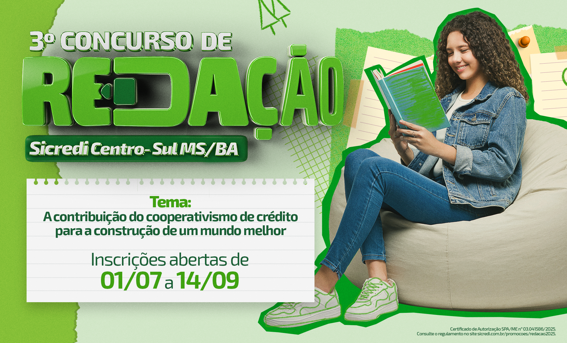 Sicredi Centro-Sul MS/BA abre inscrições para a 3ª edição do Concurso  de Redação  Tema deste ano celebra o cooperativismo como força transformadora