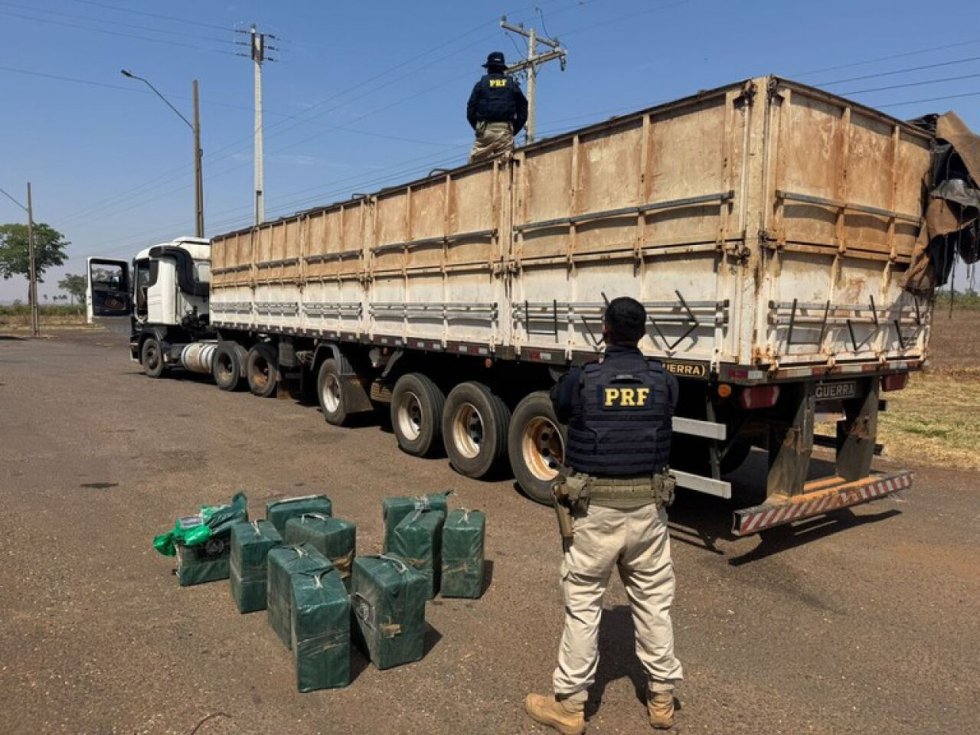 Motorista de caminhão é flagrado transportando 329 kg de cocaína em meio a milho