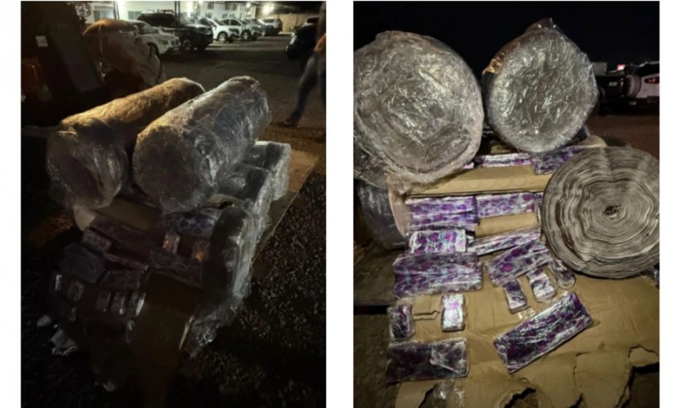 Polícia apreende 343 kg de maconha escondidos em rolos de tapete e ar-condicionado