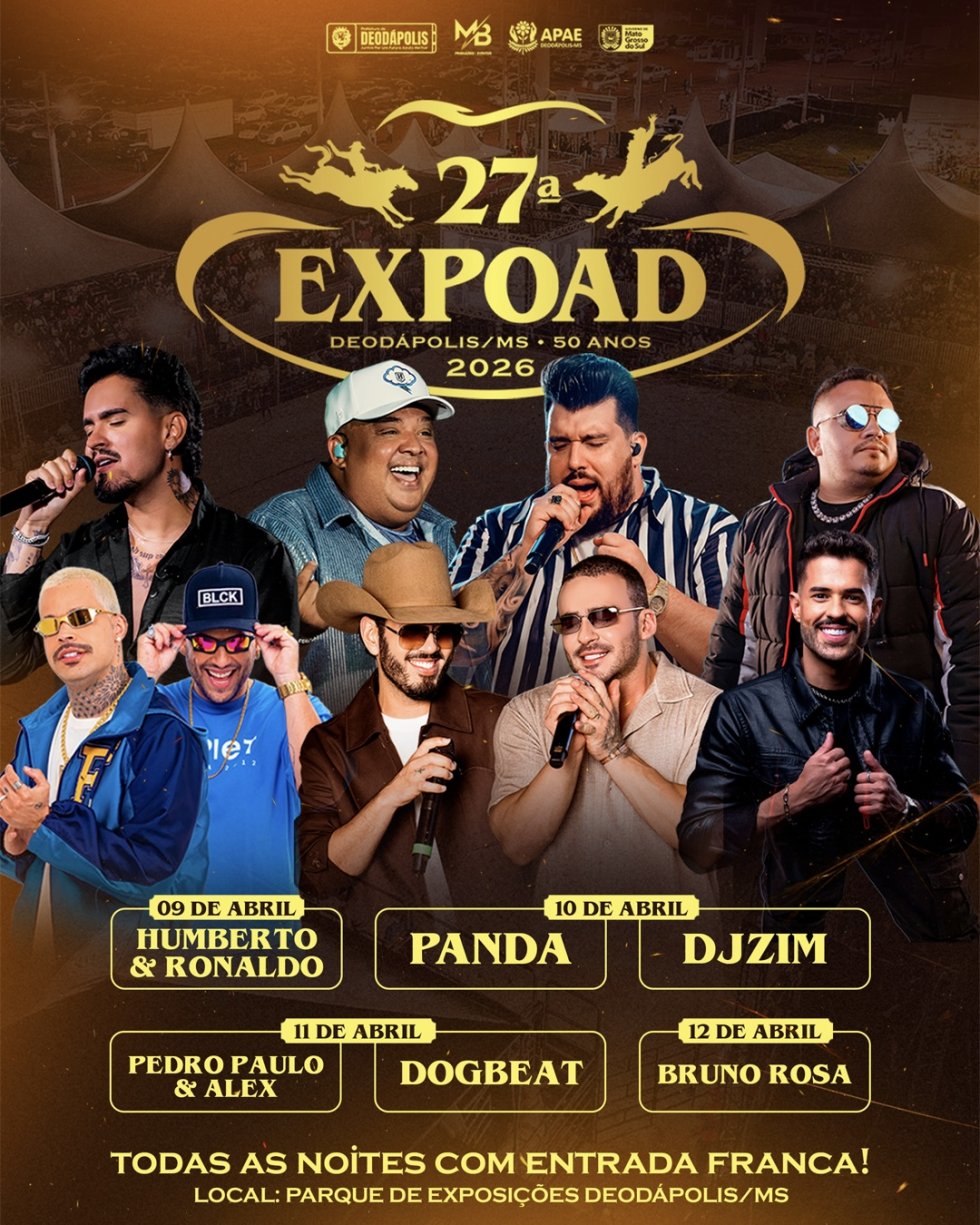DEODÁPOLIS: Com shows nacionais, rodeio e cavalgada, EXPOAD celebra os 50 anos do município