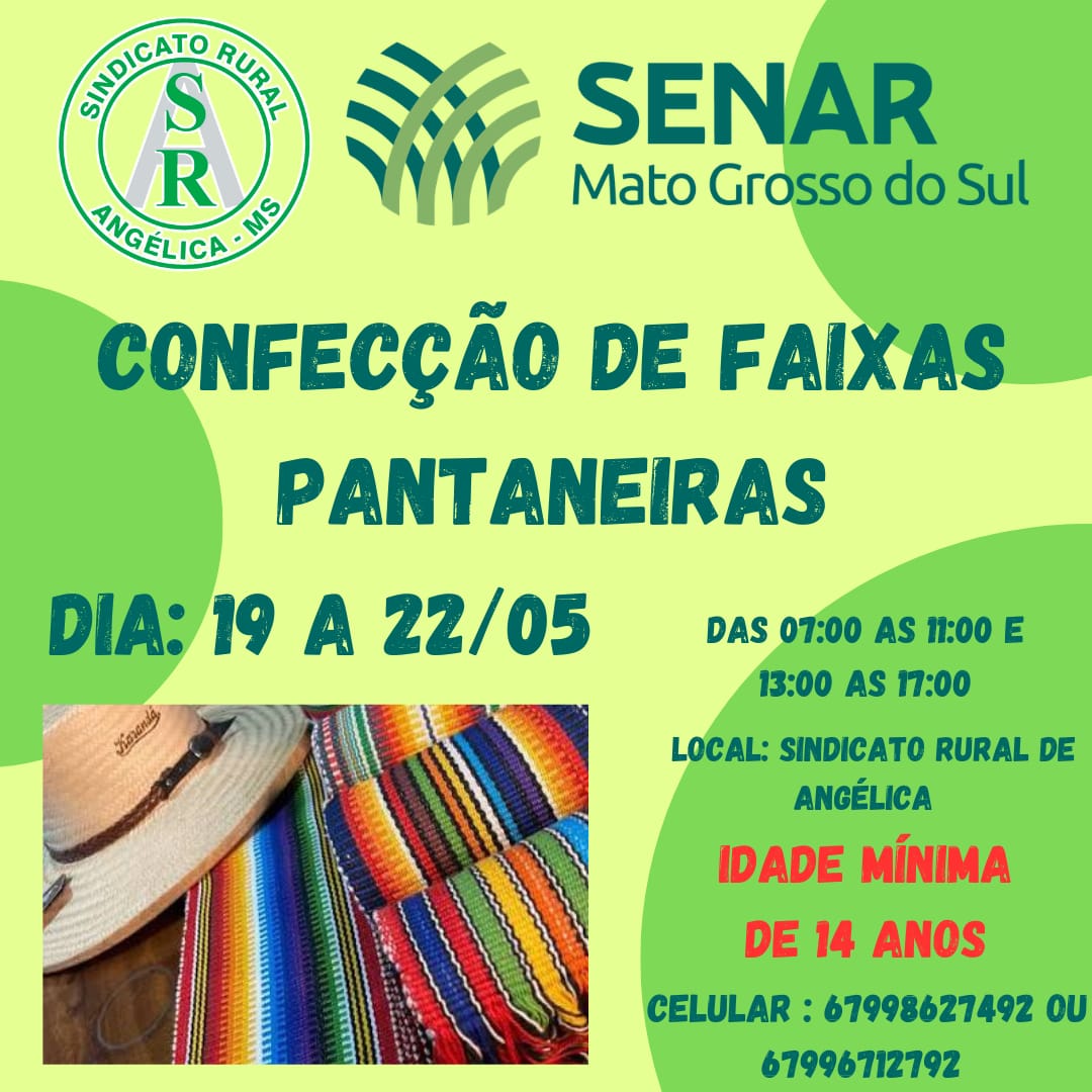 SENAR e Sindicato Rural de Angélica promovem cursos gratuitos no mês de maio