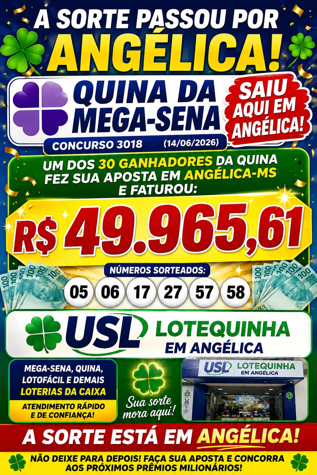 A sorte chegou em Angelica morador ganha premio de 50 mil reais A sorte chegou em Angelica morador ganha premio de 50 mil reais