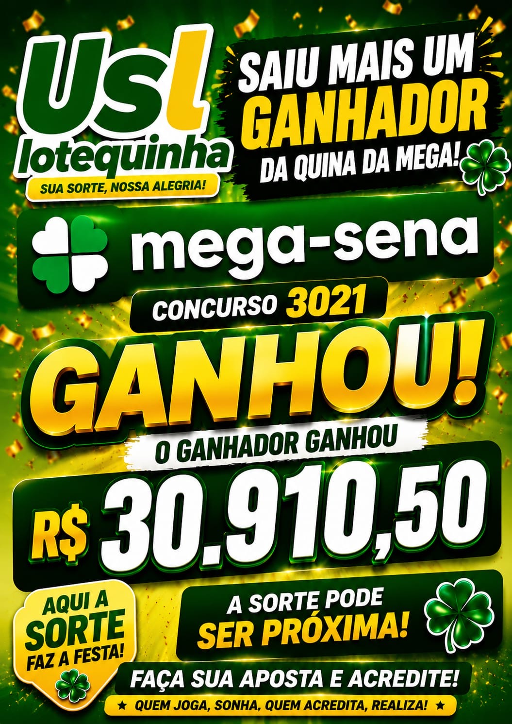 Saiu Mais um Ganhador da Quina da Mega-Sena em Angélica