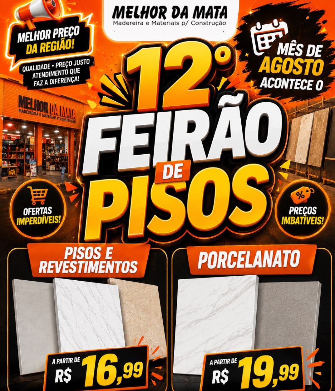 Melhor da Mata realiza o 12º Feirão de Pisos com ofertas imperdíveis a partir de 1º de agosto