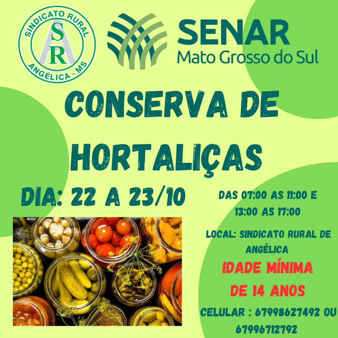 Sindicato Rural de Angélica e SENAR/MS promovem cursos gratuitos de conservas de hortaliças e bordado vagonite